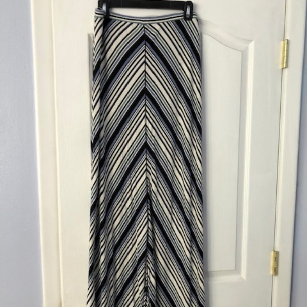Max Studio Navy Striped Long-Skirt